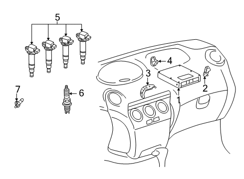 2004 Scion xB ECM Side Bracket, Driver Side Diagram for 89669-52080