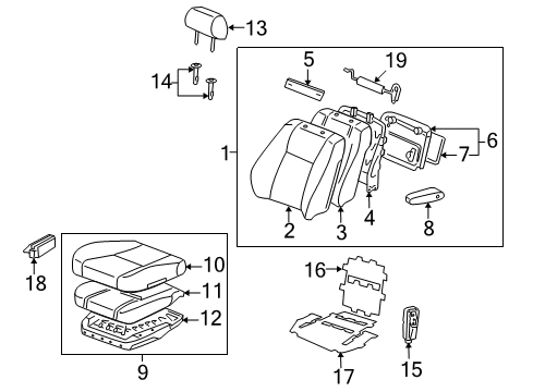 2000 Toyota Land Cruiser Front Seat Components Diagram