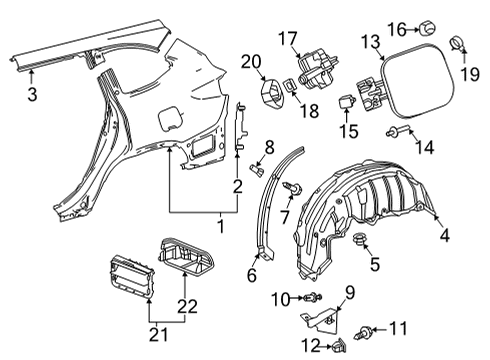 2025 Toyota Highlander Quarter Panel & Components Diagram