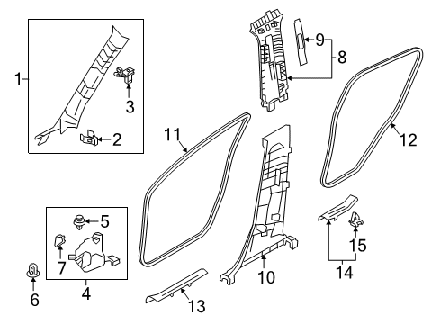 2019 Toyota Yaris Interior Trim - Pillars Diagram
