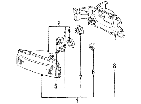 1989 Toyota Corolla Headlamp Components - Headlights Diagram 2 - Thumbnail