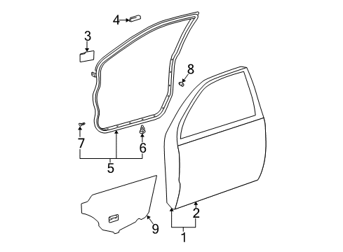 2005 Toyota Camry Door & Components Diagram 2 - Thumbnail