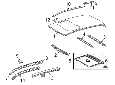 2013 Toyota Tundra Sunroof Reinforcement Diagram for 63104-0C010