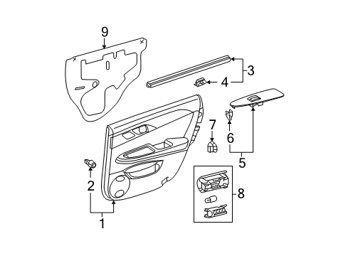 2008 Toyota Avalon Interior Trim - Rear Door Diagram