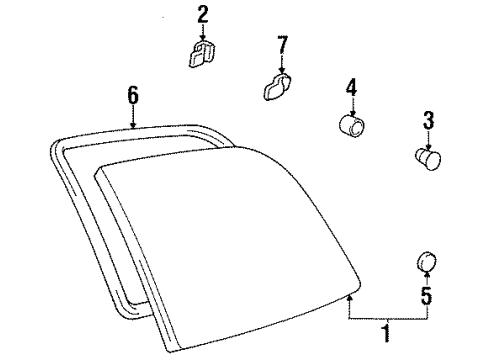 1994 Toyota Previa Glass - Side Panel Diagram 3 - Thumbnail