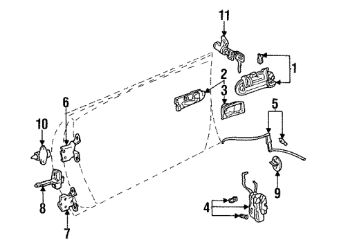 1991 Toyota Celica Lock & Hardware Diagram
