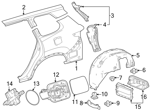 2025 Toyota Grand Highlander Quarter Panel & Components Diagram
