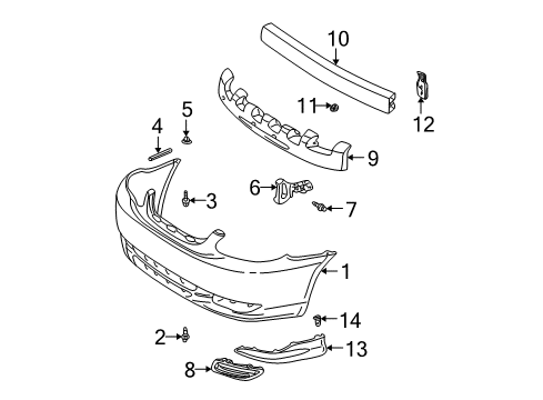 2004 Toyota Corolla Bumper & Components - Front Diagram