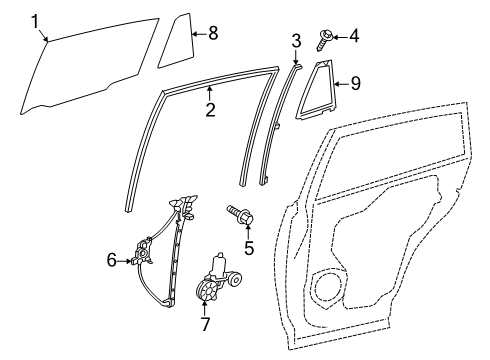 2024 Toyota RAV4 Prime Glass - Rear Door Diagram