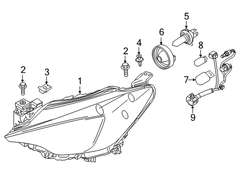 2018 Toyota Yaris iA Headlamp Components Diagram