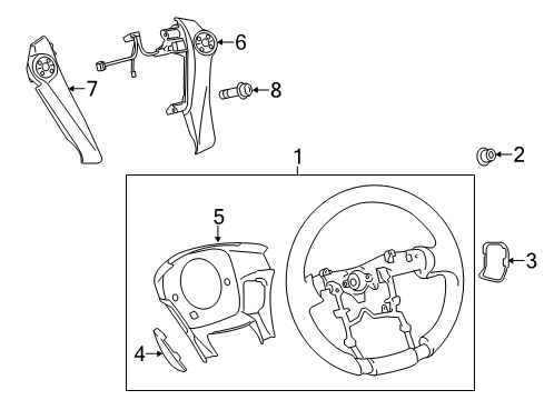 2012 Toyota Prius C Steering Wheel & Trim Diagram
