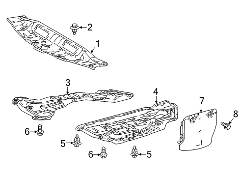 2022 Toyota Camry Under Cover, Rear Passenger Side Diagram for 51443-06020