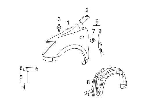 2004 Scion xA Fender & Components Diagram