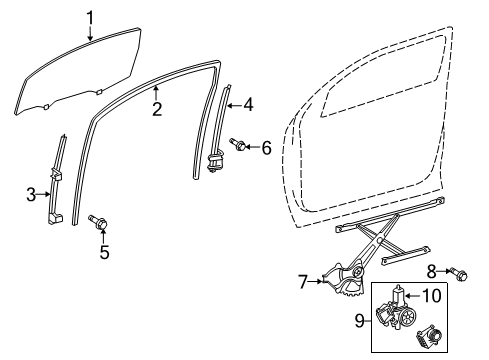 2018 Toyota Sequoia Glass - Front Door Diagram