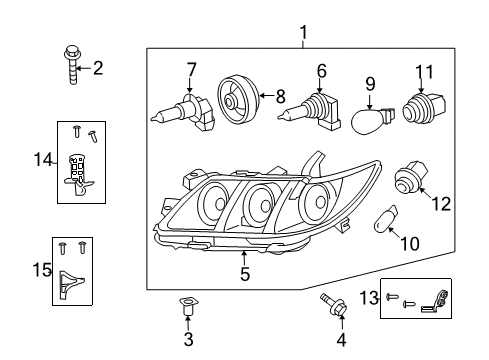 2009 Toyota Camry Headlamp Components - Headlights Diagram 2 - Thumbnail