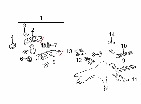2008 Toyota Camry Structural Components & Rails Diagram 7 - Thumbnail