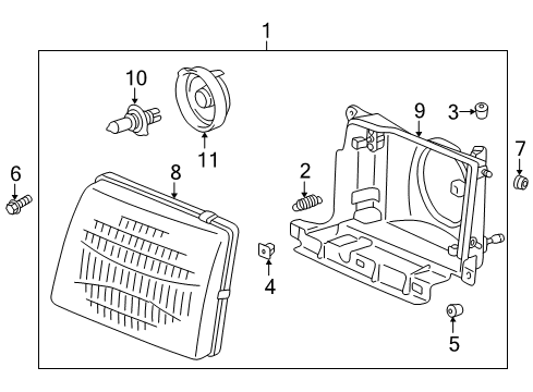 1998 Toyota Tacoma Headlamps Diagram 2 - Thumbnail