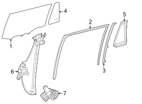 2025 Toyota Grand Highlander Glass - Rear Door Diagram