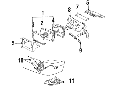 1988 Toyota Celica Headlamp Components Diagram