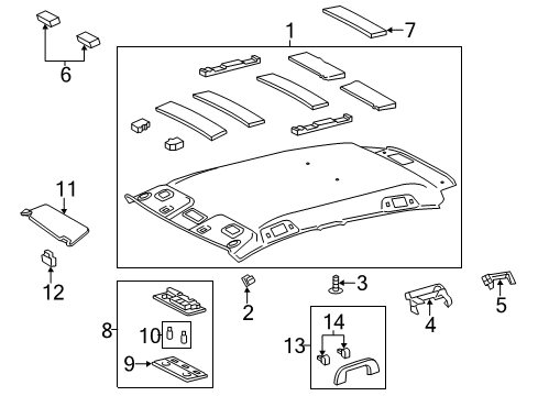 2017 Toyota Yaris Interior Trim - Roof Diagram