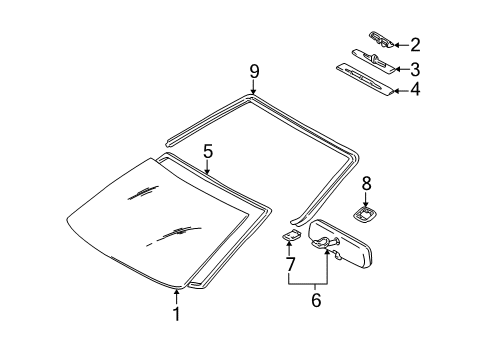 2002 Toyota Prius Glass - Windshield Diagram
