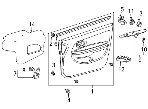 2004 Scion xA Interior Trim - Front Door Diagram