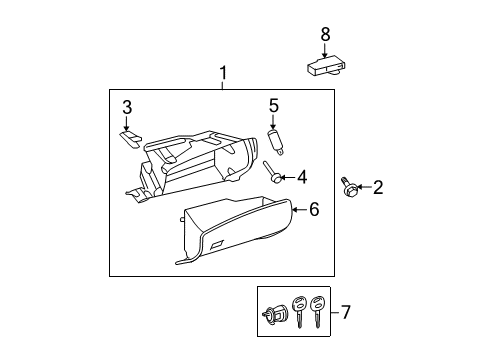 2010 Toyota Highlander Glove Box Assembly, Black, Lower Diagram for 55303-48150-C0