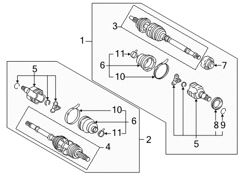 2002 Toyota Prius Drive Axles - Front Diagram