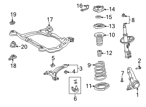 2001 Toyota Camry Front Suspension Components Diagram 2 - Thumbnail