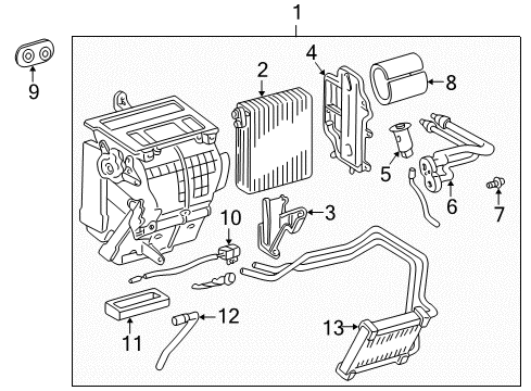 2001 Toyota Celica Evaporator Core Diagram for 88501-20500