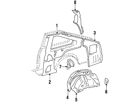 1985 Toyota Celica Inner Components - Quarter Panel Diagram 4 - Thumbnail