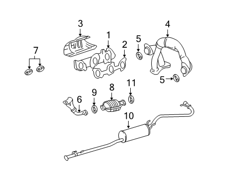 1997 Toyota Tacoma Exhaust Components Diagram 2 - Thumbnail