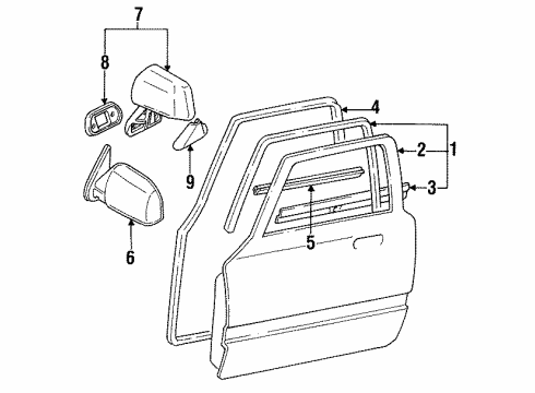 1994 Toyota Pickup Door & Components Diagram