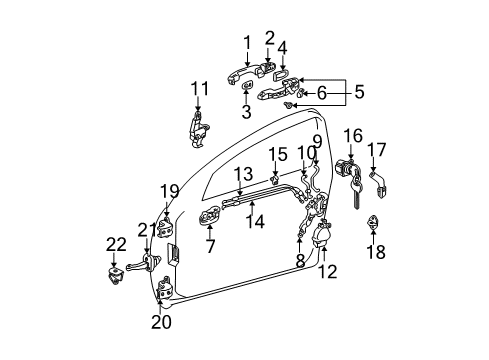 2005 Toyota RAV4 Front Door - Lock & Hardware Diagram
