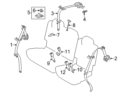2014 Toyota Prius V Rear Seat Belts Diagram