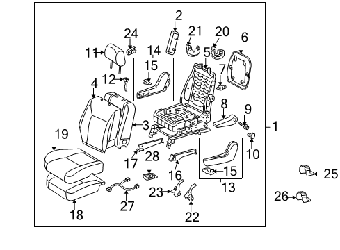 2007 Toyota Sienna Front Seat Components Diagram 5 - Thumbnail