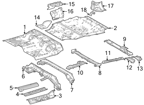 2025 Toyota Sequoia Rear Floor & Rails Diagram