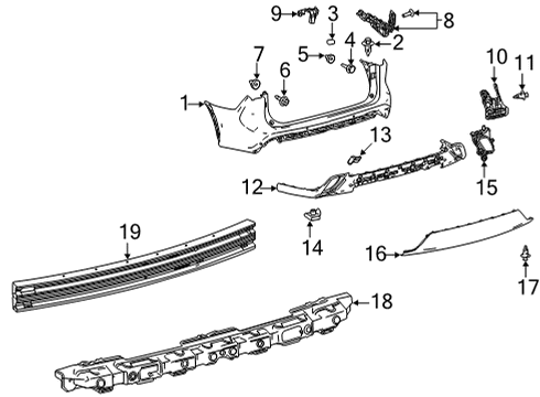 2024 Toyota Highlander Bumper & Components - Rear Diagram 2 - Thumbnail