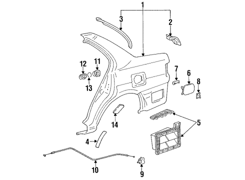 1993 Toyota Tercel Fuel Door - Body Diagram 2 - Thumbnail