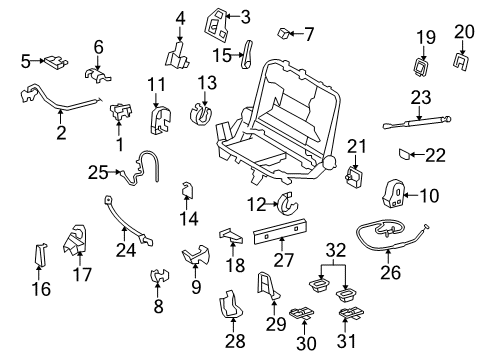 2008 Toyota Land Cruiser Lever Sub-Assembly, Rear Seat Lock Control, Passenger Side Diagram for 72057-60100-C0