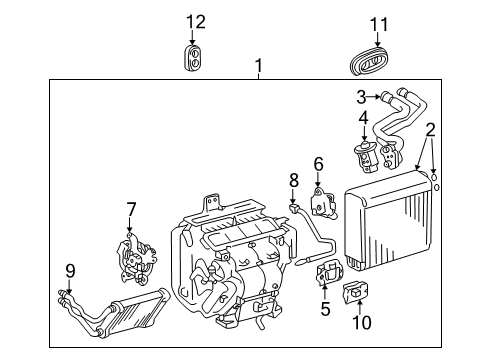 2005 Toyota Highlander A/C Evaporator & Heater Components Diagram