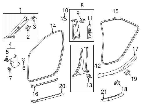 2025 Toyota Camry Interior Trim - Pillars Diagram