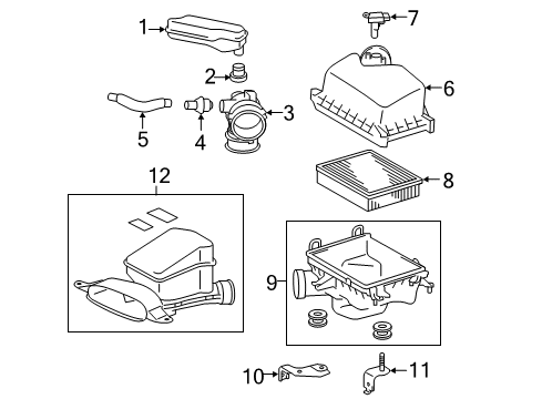 2016 Toyota Camry Element Sub-Assembly, Air Cleaner Filter Diagram for 17801-0V040