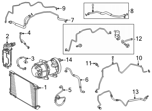 2024 Toyota Prius Prime A/C Condenser, Compressor & Lines Diagram