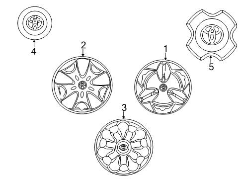 2001 Toyota Echo Wheel Covers & Trim Diagram