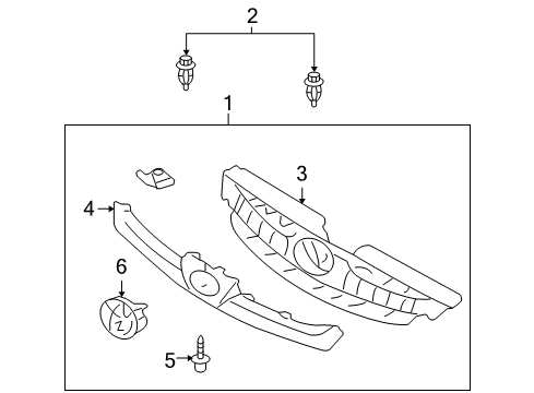 2007 Toyota Sienna Grille & Components Diagram