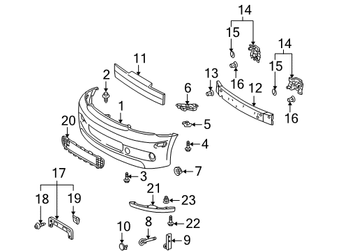 2004 Scion xA Bumper & Components - Front Diagram