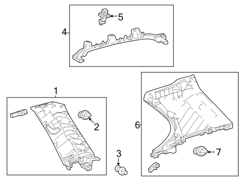 2025 Toyota Grand Highlander Interior Trim - Quarter Panels Diagram