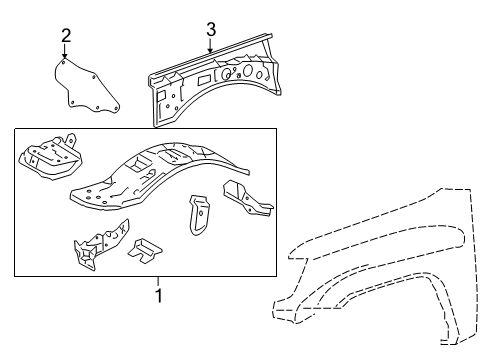 2009 Toyota Tacoma Inner Components - Fender Diagram