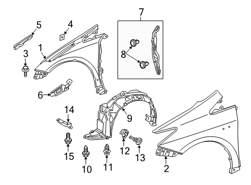 2012 Toyota Prius Fender & Components Diagram